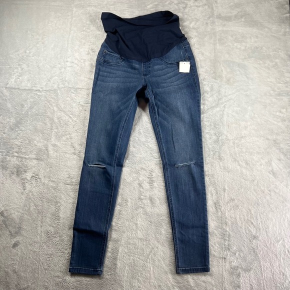 Indigo Blue Pants - Indigo Blue Maternity Ankle Skinny Jeans Secret Fit Belly Distressed Blue Small